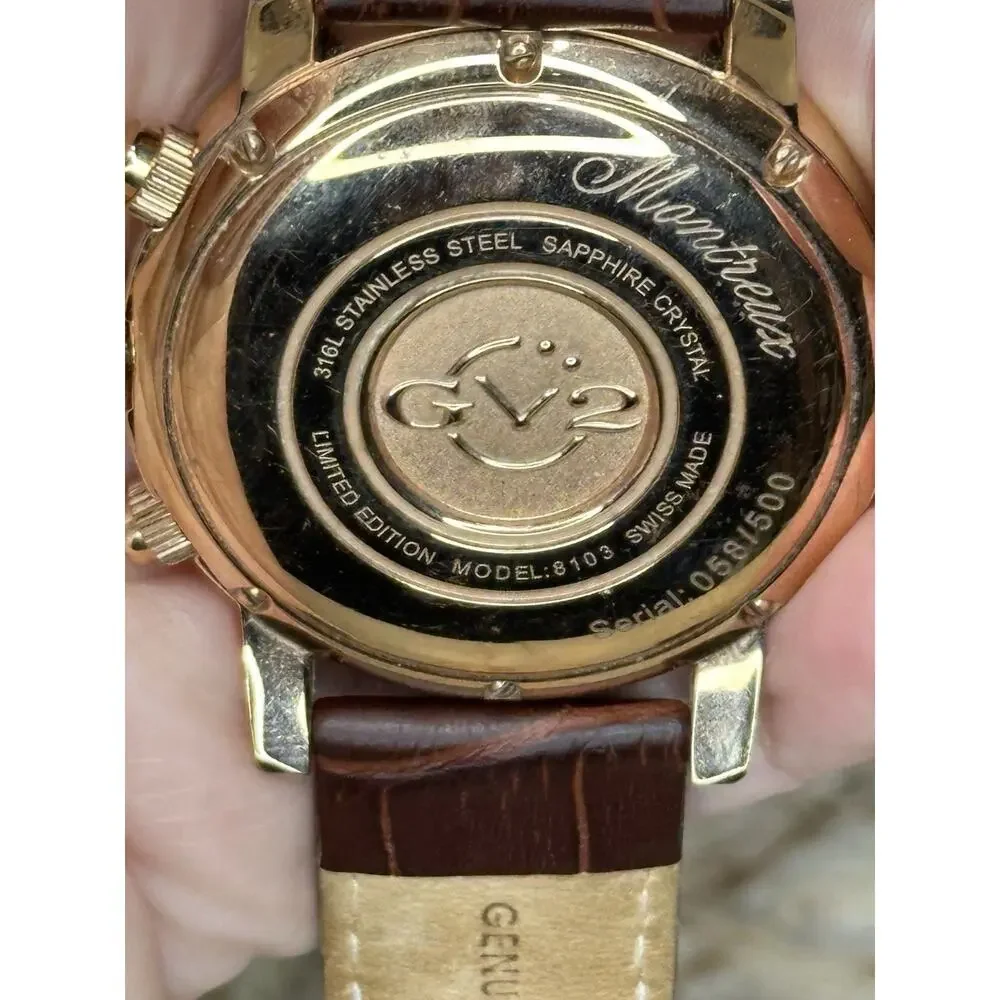 GV2 Gevril Montreux 8103 Swiss Chronograph Rose Gold Ltd Ed #058/500 Men Watch